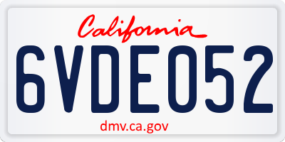 CA license plate 6VDE052