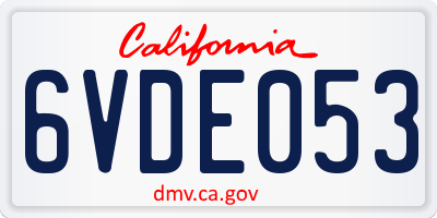 CA license plate 6VDE053