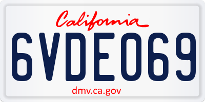 CA license plate 6VDE069