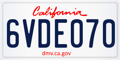 CA license plate 6VDE070