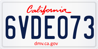 CA license plate 6VDE073