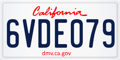 CA license plate 6VDE079