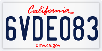 CA license plate 6VDE083