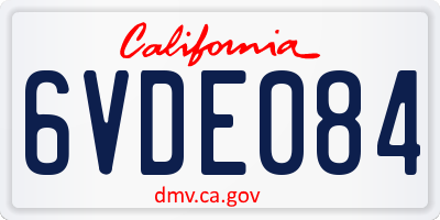 CA license plate 6VDE084