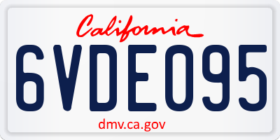 CA license plate 6VDE095