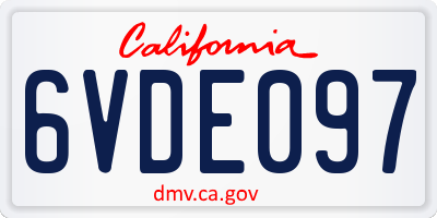CA license plate 6VDE097