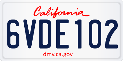 CA license plate 6VDE102