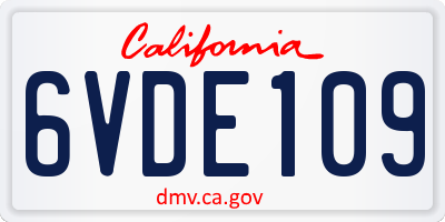 CA license plate 6VDE109
