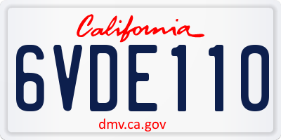 CA license plate 6VDE110