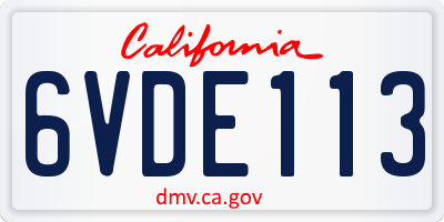 CA license plate 6VDE113