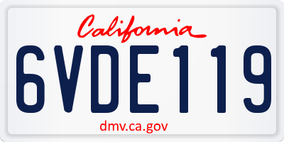 CA license plate 6VDE119