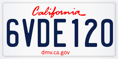 CA license plate 6VDE120