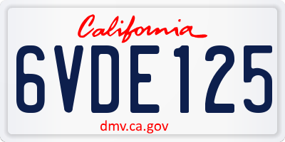 CA license plate 6VDE125