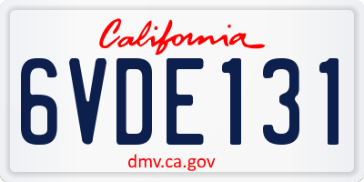 CA license plate 6VDE131
