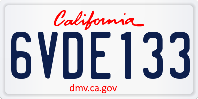 CA license plate 6VDE133