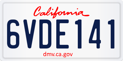 CA license plate 6VDE141