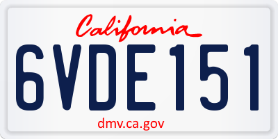 CA license plate 6VDE151