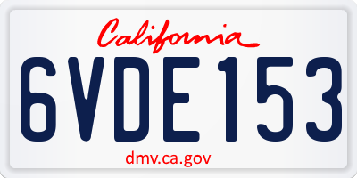 CA license plate 6VDE153