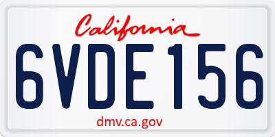 CA license plate 6VDE156