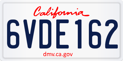 CA license plate 6VDE162
