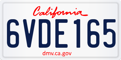 CA license plate 6VDE165
