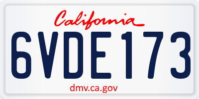 CA license plate 6VDE173
