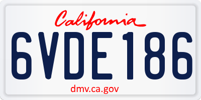 CA license plate 6VDE186