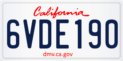 CA license plate 6VDE190