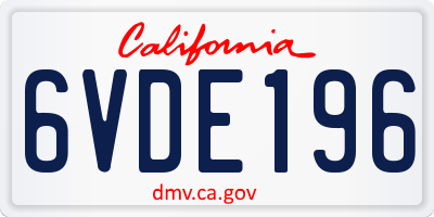 CA license plate 6VDE196