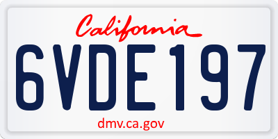 CA license plate 6VDE197