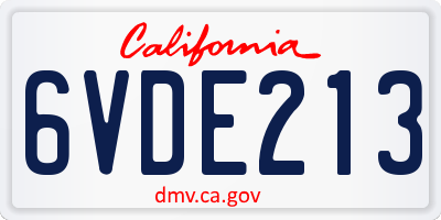 CA license plate 6VDE213