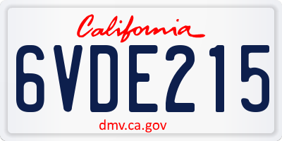 CA license plate 6VDE215
