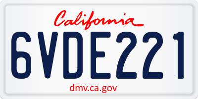 CA license plate 6VDE221