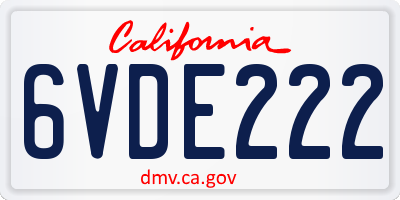 CA license plate 6VDE222
