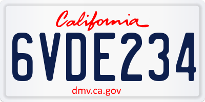CA license plate 6VDE234