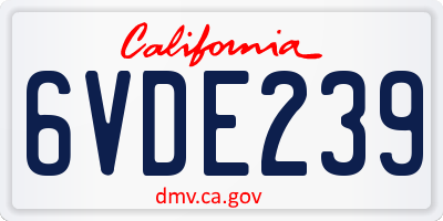 CA license plate 6VDE239