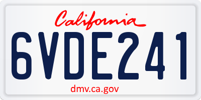 CA license plate 6VDE241