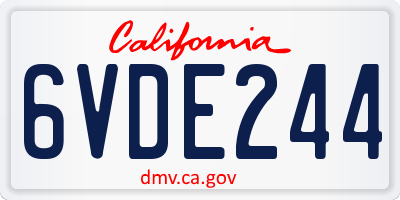CA license plate 6VDE244