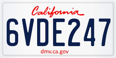 CA license plate 6VDE247
