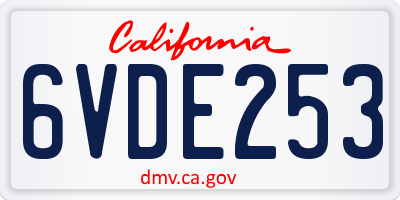 CA license plate 6VDE253