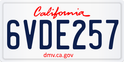 CA license plate 6VDE257