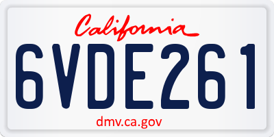 CA license plate 6VDE261