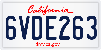 CA license plate 6VDE263