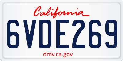 CA license plate 6VDE269