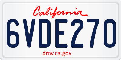 CA license plate 6VDE270