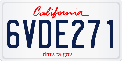 CA license plate 6VDE271