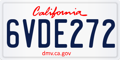 CA license plate 6VDE272