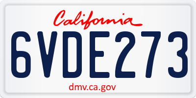CA license plate 6VDE273