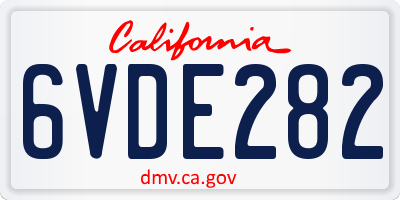 CA license plate 6VDE282