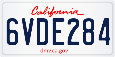 CA license plate 6VDE284